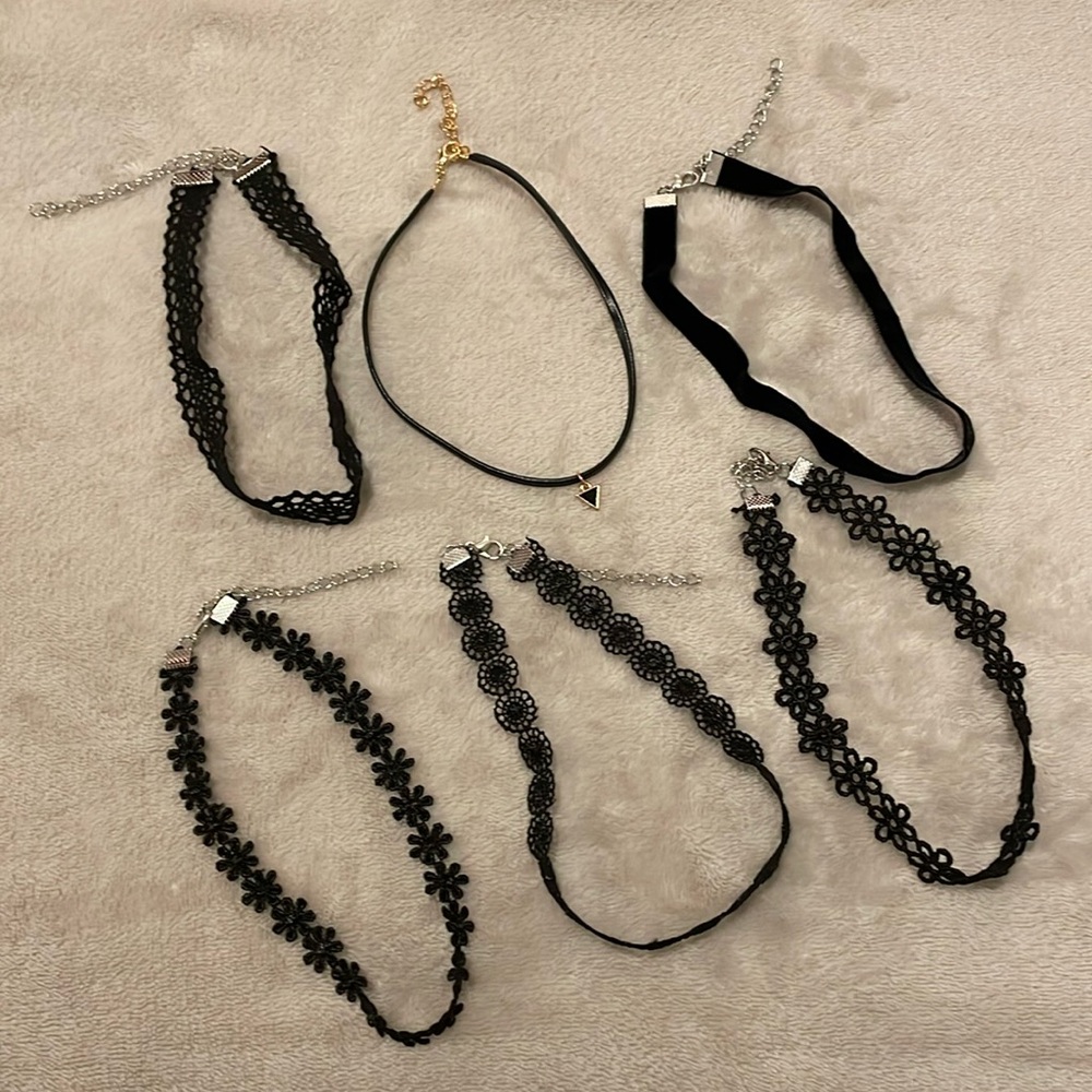 6 PCS Necklaces Black Velvet Choker Set Classic Gothic Tattoo Lace Chokers